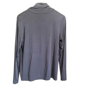 Leo & Nicole Navy Blue Cowl Neck Long Sleeve Top Knit Shirt Soft Comfy Casual